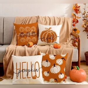 4pcs Pillow Covers 18 X 18 Inch Hello Pumpkin